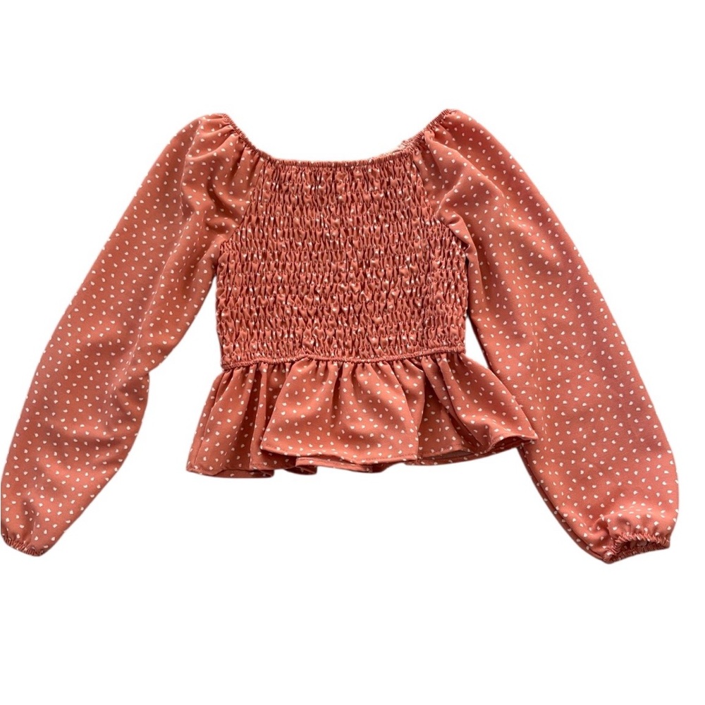 Persaya Girl Kirie Smocked Long Sleeved Girl’s Top Salmon L NWT